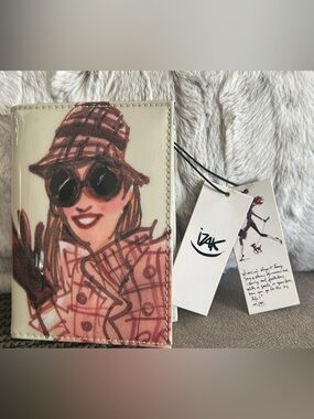 IZAK Beige and Pink Illustrated Women’s Card Holder